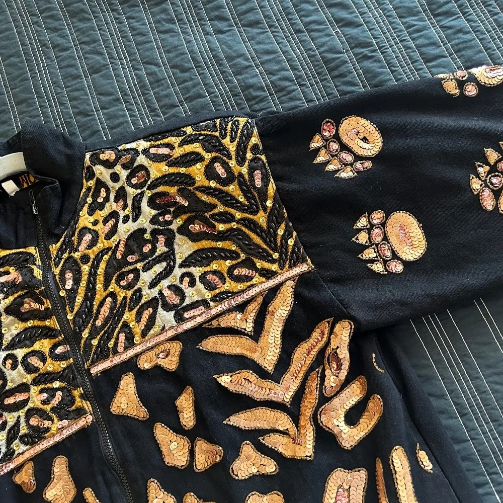 Vintage black Modi Denim gold sequin jacket - Picture 4 of 7